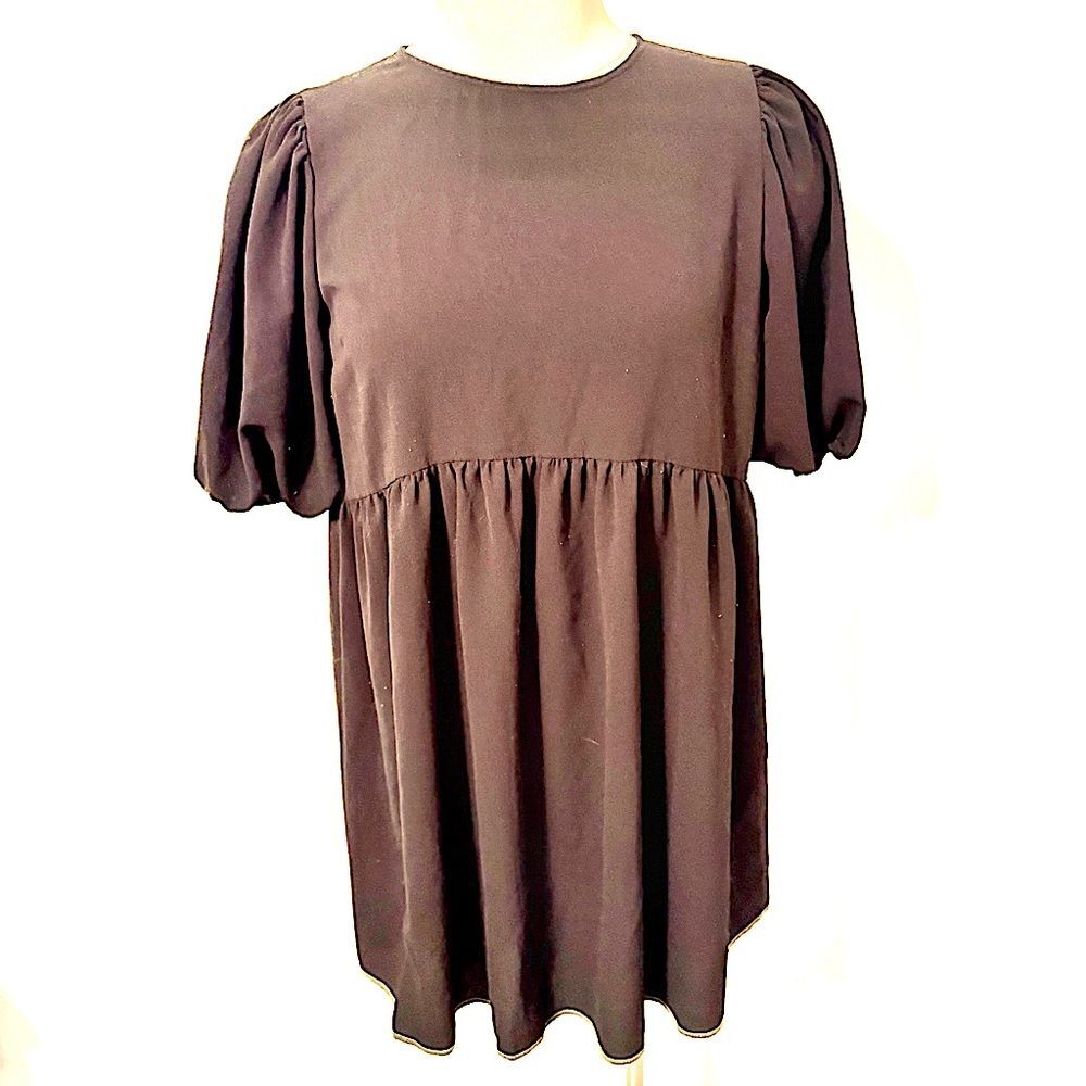 ASOS DESIGN Black Puff Sleeve Mini Dress Size 8